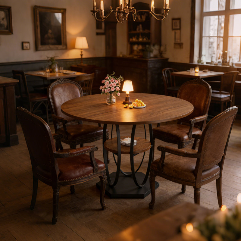 Table de salle à manger de 47 pouces avec tablette de rangement pour la cuisine et la salle à manger (noyer), Noyer, Noir