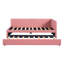 Lit de jour rembourré avec lit gigogne et structure de canapé-lit simple sans sommier, tissu en lin (rose)-1161550223