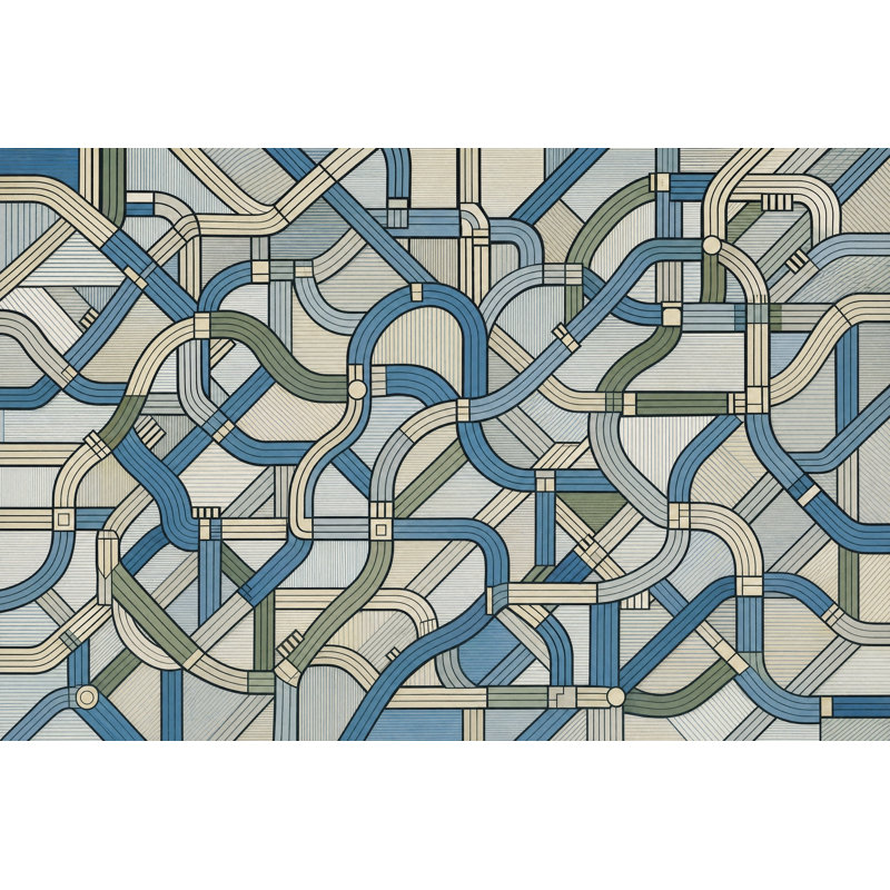 Murale rétro Mid Century, 160 po x 108 po, Non tissé