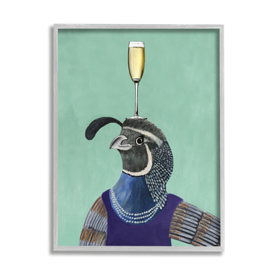 Oiseau de caille excentrique portant un collier en verre de champagne par Coco de Paris - Peinture
