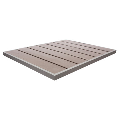 Plateau en teck synthétique gris 24 x 30 Seaside - Structure en aluminium thermolaqué gris doux - Trou de parasol en option