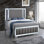 Lit plateforme tapissier gris moderne avec tête de lit à miroir DEL (matelas non inclus)