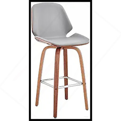 Tabouret de bar pivotant en similicuir et bois noyer 26 po Belora