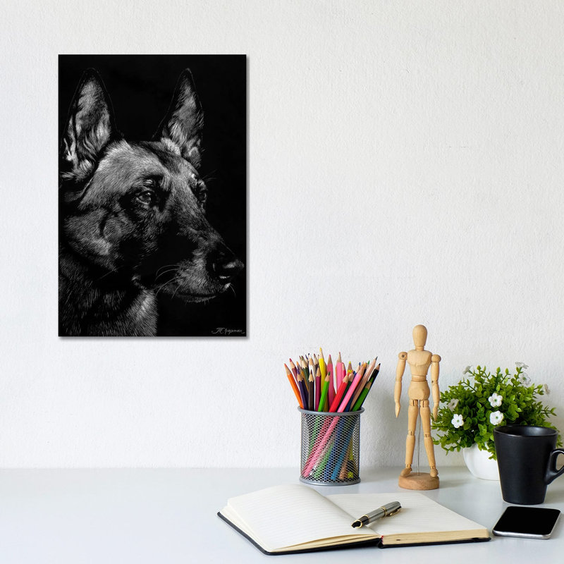 Canine Scratchboard V by Julie T. Chapman - Wrapped Canvas Print, 20.32 cm H x 30.48 cm W