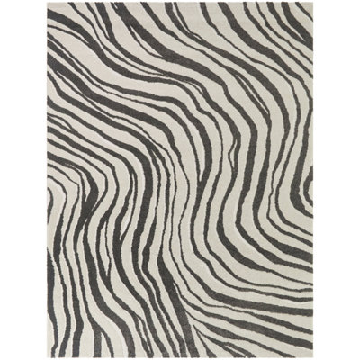 Campavias Charcoal Abstract Waves Area Rug