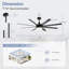 Ventilateur de plafond standard à 8 pales avec télécommande et ensemble d'éclairage Jamii-Leigh inclus-2039304821-2041658774-2030655099
