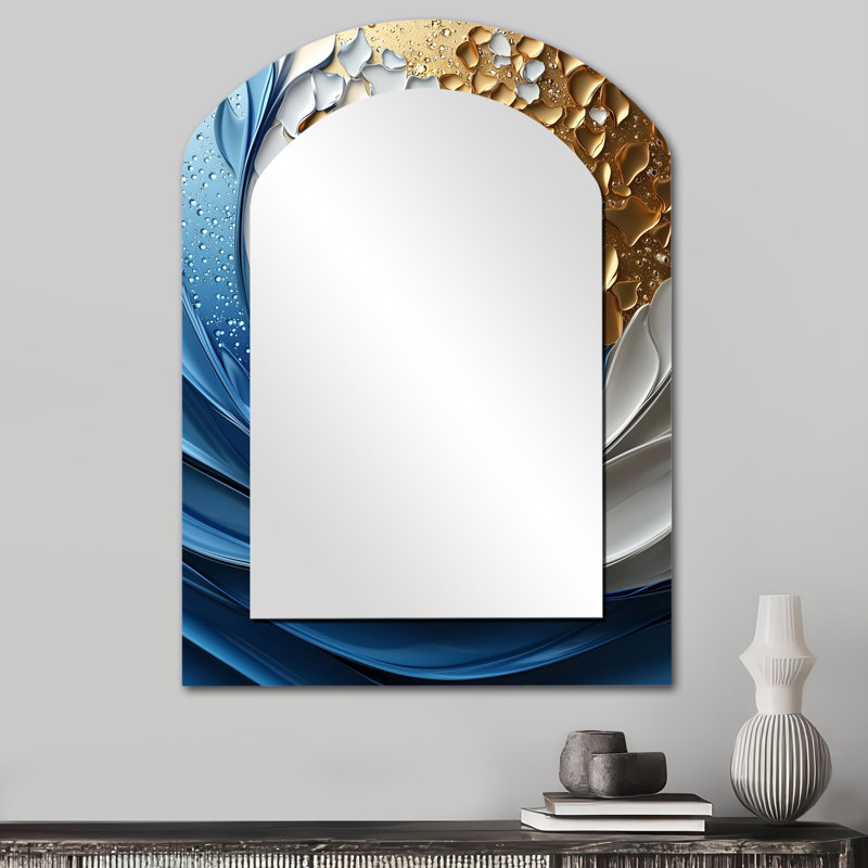 Miroir décoratif asymétrique blanc et bleu, 34 po x 25 po