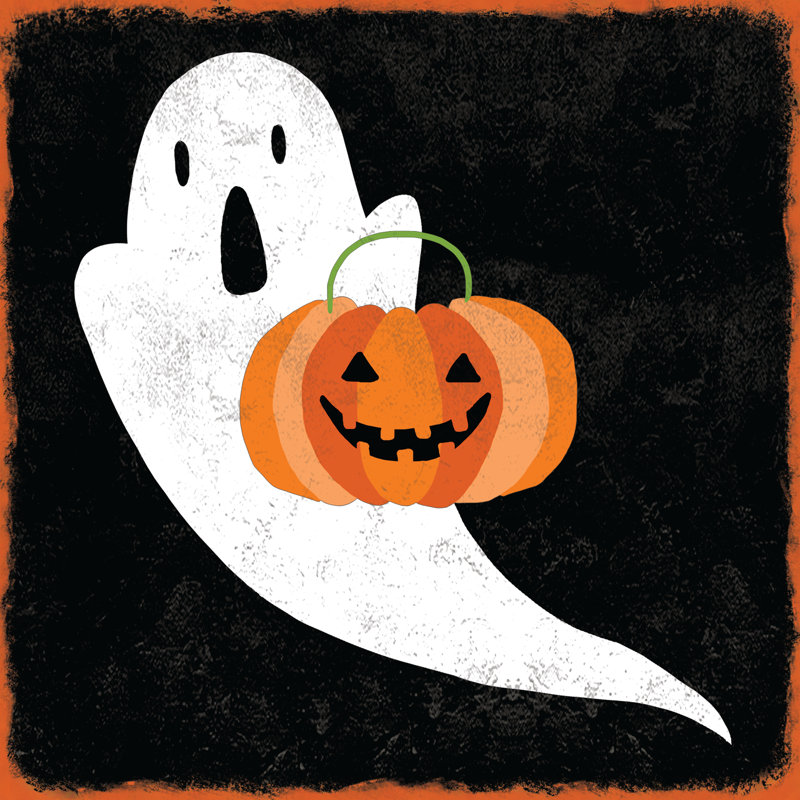 Trick Or Treat Ghost 2 - Wrapped Canvas Print, 122cm H x 122cm W x 3.8cm D