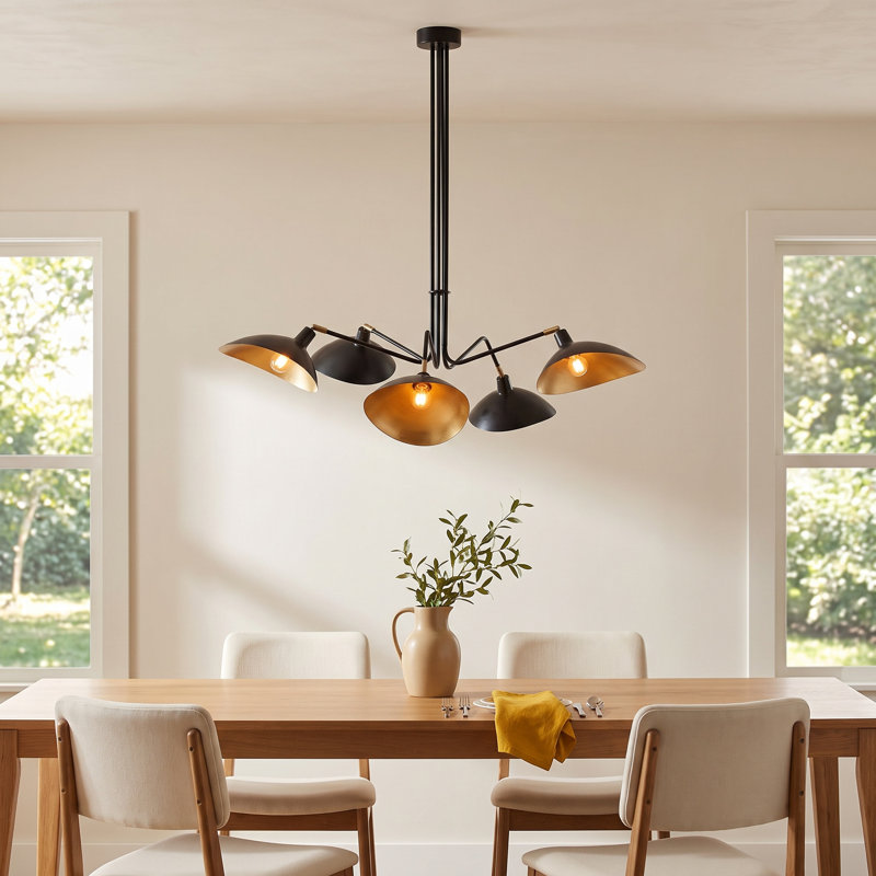 Duke 5 - Light Dimmable Geometric Chandelier, Black