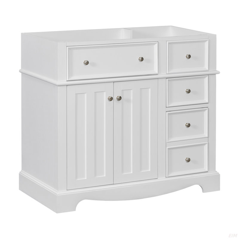 Meuble-lavabo de 36 po sans lavabo, meuble de rangement en bois massif, meuble-lavabo autoportant avec 3 tiroirs et tablette ajustable