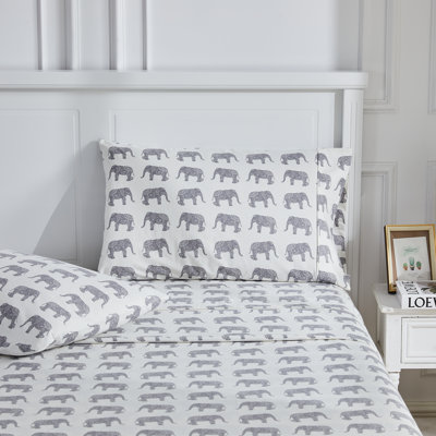 Ensemble de draps en flanelle éléphant