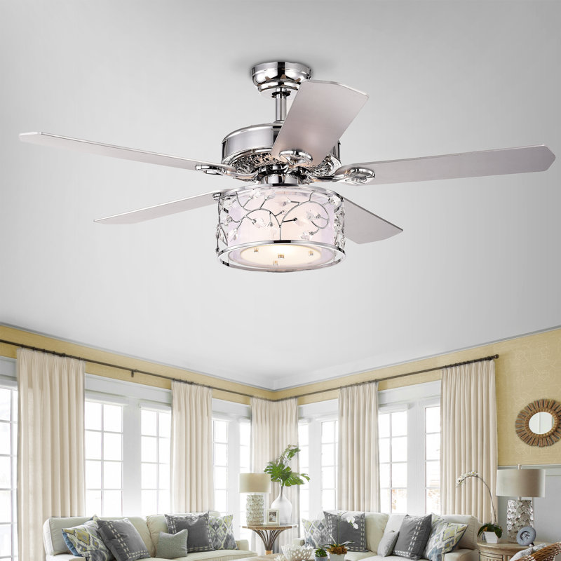 Ventilateur de plafond en cristal à 5 pales de 52 po avec télécommande et ensemble d'éclairage Dobbins