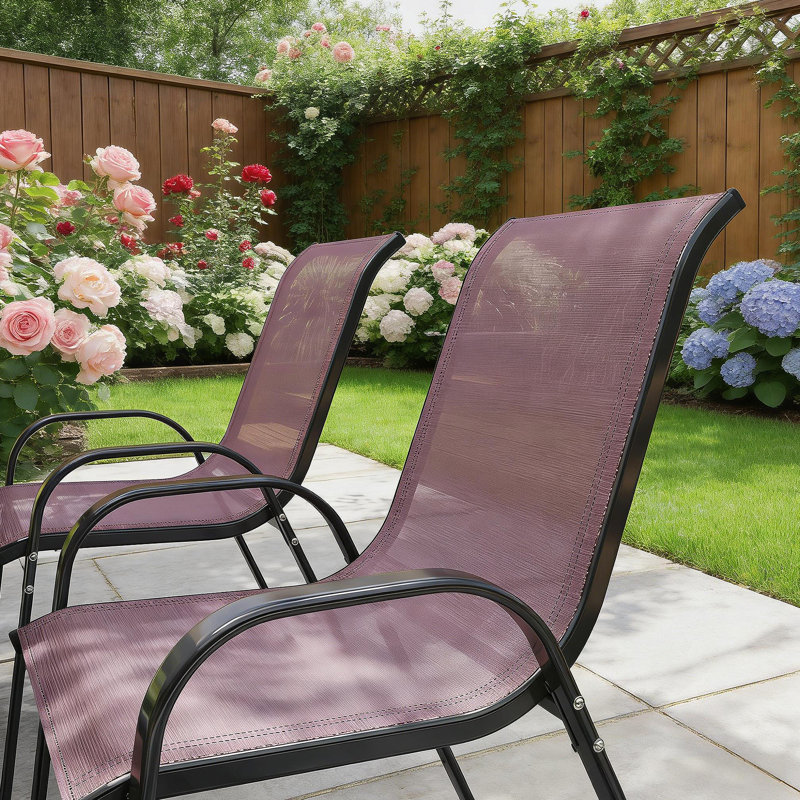 Ensemble de 4 chaises d'extérieur en maille empilables, Brun