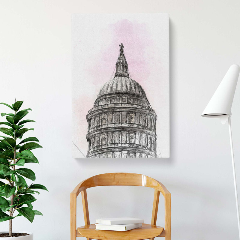 St. Pauls Cathedral Sketch in Abstract - Wrapped Canvas Drawing - Wrapped Canvas, 76cm H x 50cm W x 3cm D