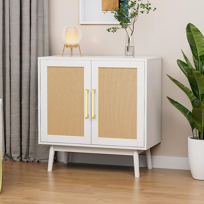 Latish Accent Cabinet, White/Yellow
