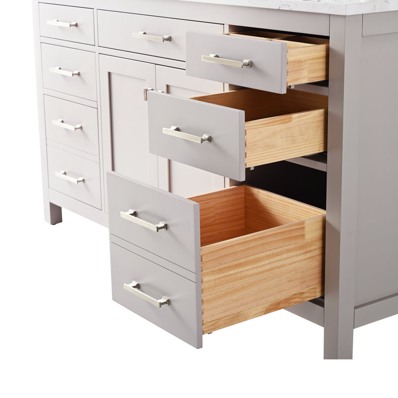 Ensemble de meuble-lavabo simple 60 po Ajhane, Taupe / nickel brossé