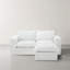 Canapé modulaire rembourré 3 pièces en chenille beige avec repose-pieds amovible - entièrement comprimé, aucun assemblage requis-1466675379