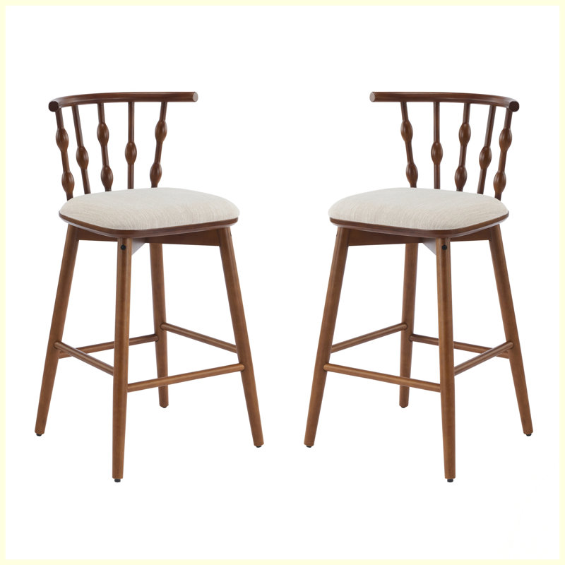Tabouret de bar en bois, Noyer, Beige