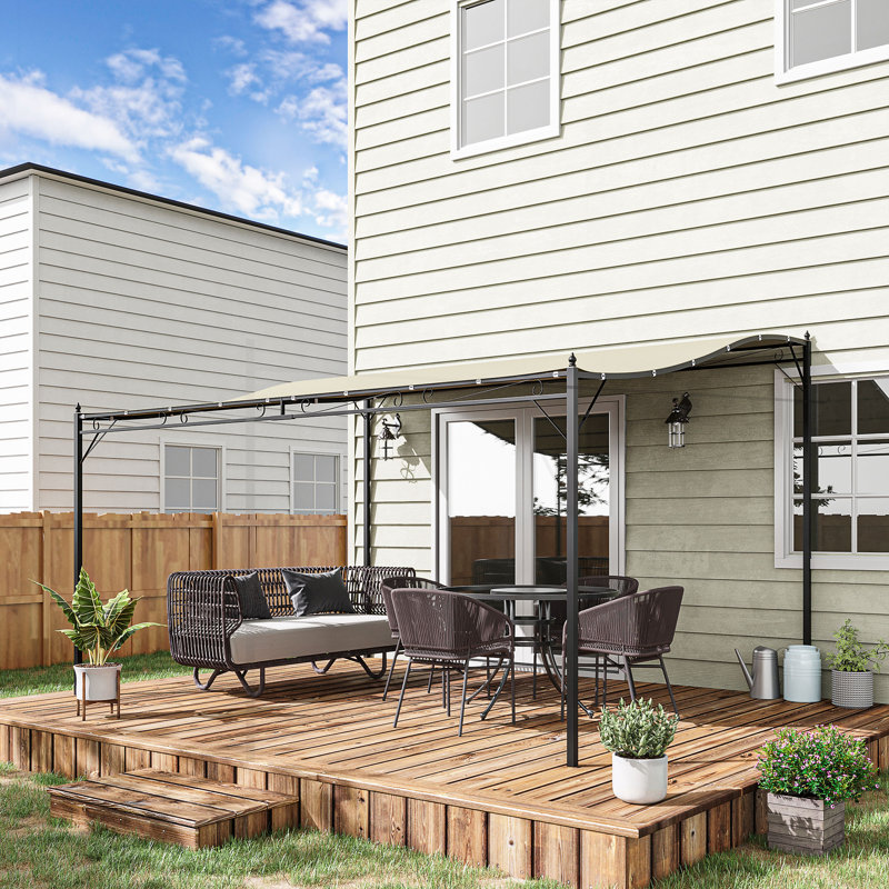 Pergola extérieure 3 m x 4 m, toile de patio en acier avec revêtement en tissu résistant aux intempéries