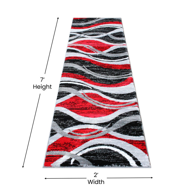 Skjalm Modern Ripple Design Abstract Area Rug, Runner 2' x 7'3"
