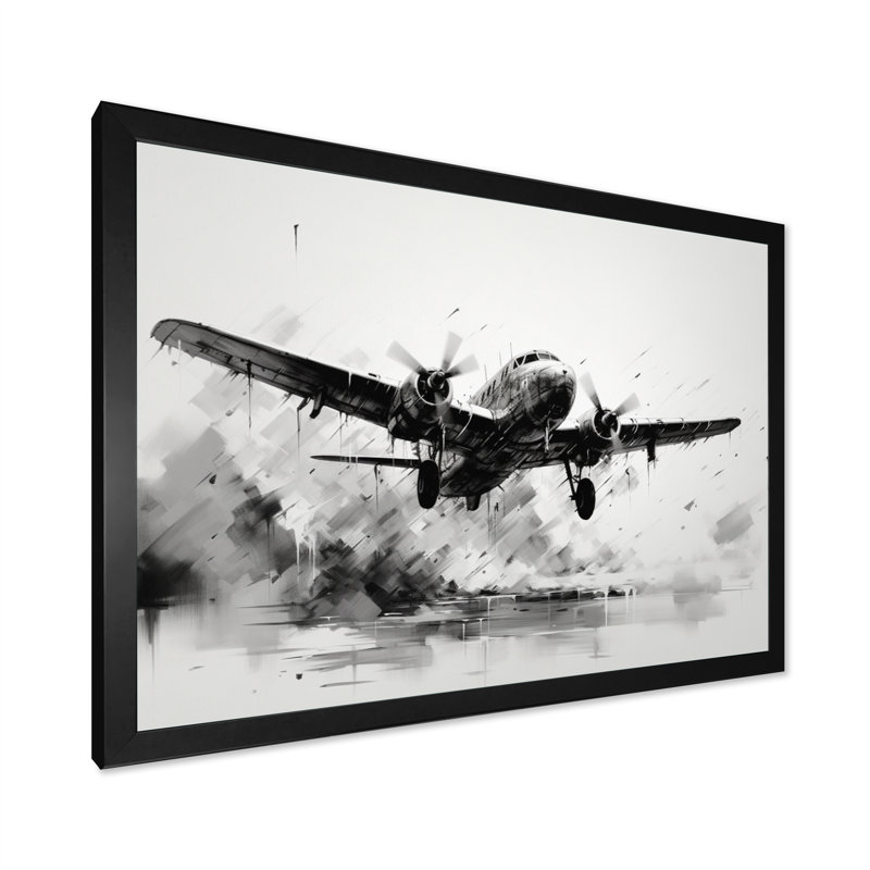 Expressive Plane Airborne - Décoration murale avion, H 34 po x l 44 po x P 1,5 po, Cadre simple noir