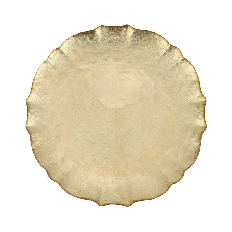 Baroque Handmade Glass Dinner Plate, Gold