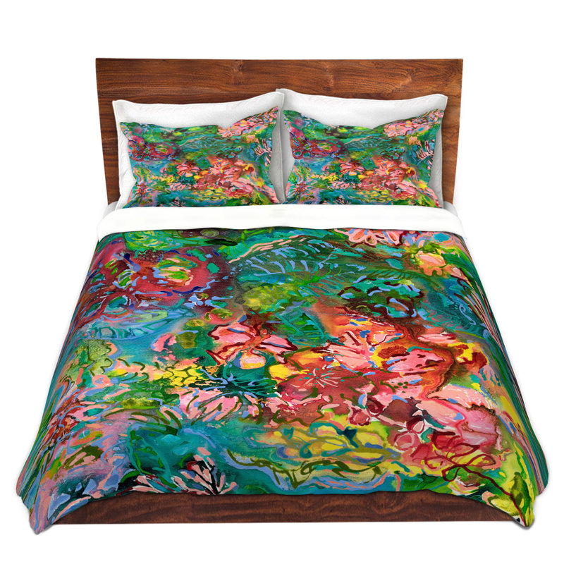 Ensembles de housse de couette en microfibre DiaNoche par Sonia Begley - Fleurs tropicales de la forêt tropicale