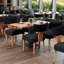 Ensemble de 6 chaises de salle à manger sans accoudoirs modernes, revêtement en lin noir avec dossier incurvé et pieds en bois massif-426475865-426475867