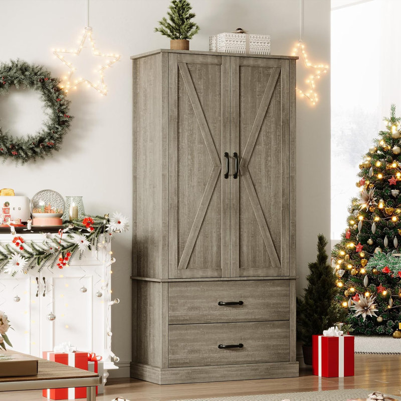 Kitchen Cabinet with Drawers and Door, Gray