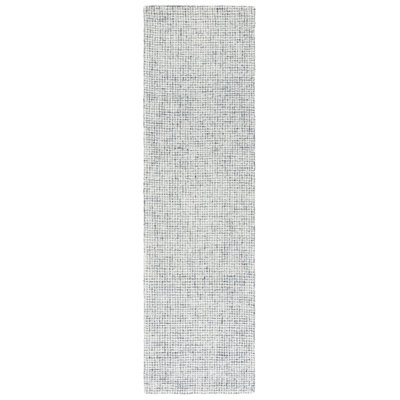 Tapis en laine touffeté à la main en coton ivoire / bleu Martha Stewart