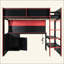 Lit mezzanine avec bureau et lumières intégrés, base de lit en bois moderne avec bureau et station de charge intégrée-129743448