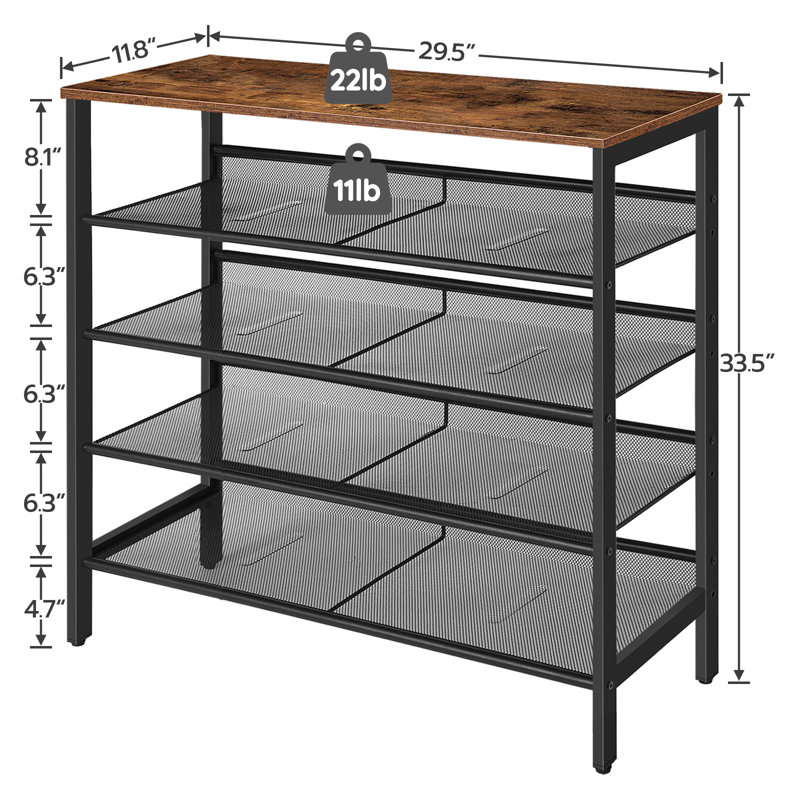 Alheide 5 Tier 20 Pair Shoe Rack, Brown