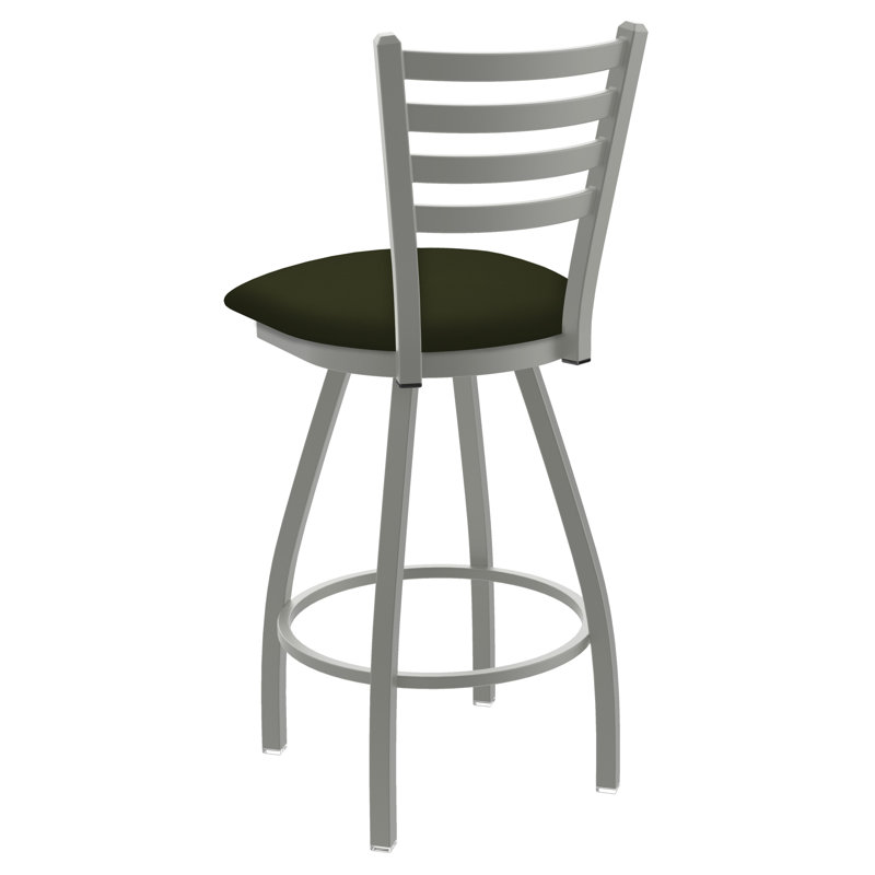 Evers Swivel Upholstered Counter Stool, Anodized Nickel, Vinyl-Canter Pine, Bar Stool (30” Seat Height)