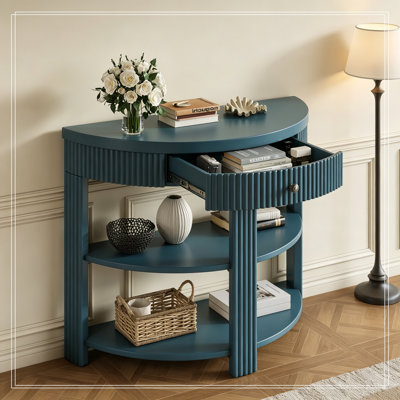 Demi-lune Lowellville avec tiroir et 2 tablettes