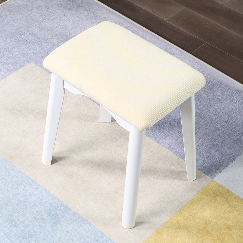 Wood Vanity And Stool In White - Functional Elegant Add Style To Your Room Stylish With Storage Drawer For Makeup Essentials Solid Construction