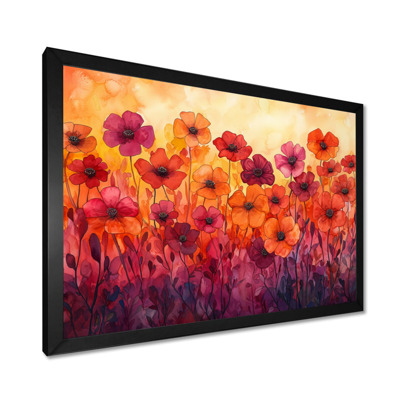 «Jabarius Orange Dancing parmi les fleurs sauvages IV», art mural fleurs sauvages, Reproduction encadrée d'une seule photo