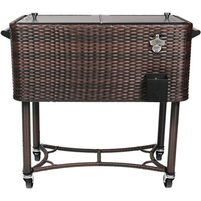 Permasteel 80-Qt Hand-Woven Wicker Outdoor Cooler