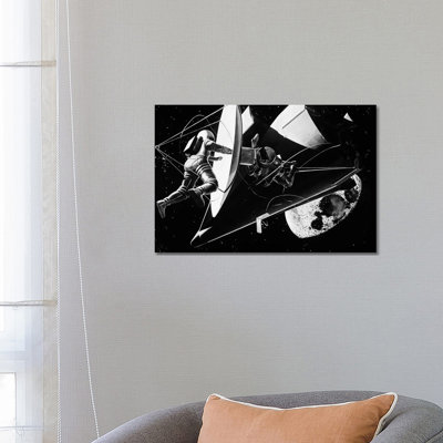 Illustration 1960s Weightless Astronauts Eva Extravehicular Activity by Vintage Images - Wrapped Canvas Print