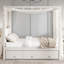Lit plateforme double à baldaquin avec lit gigogne et trois tiroirs de rangement, beige-129443163