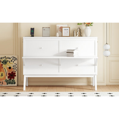 Grand lit escamotable peu encombrant, pin massif avec charge USB, solution pour maison moderne