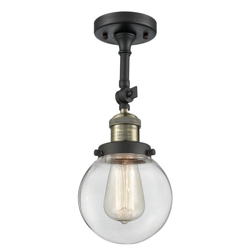 Luminaire suspendu sphère 1 lumière Zarmayr, Ampoule DEL 6 watts Vinage, Transparent, Bronze huilé