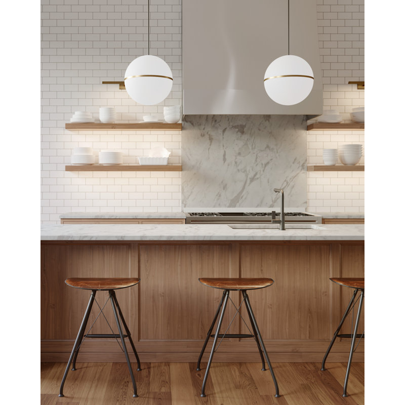 Hanea 1 - Light LED Pendant, Polished Nickel, !4" H x 14" D x 14" W