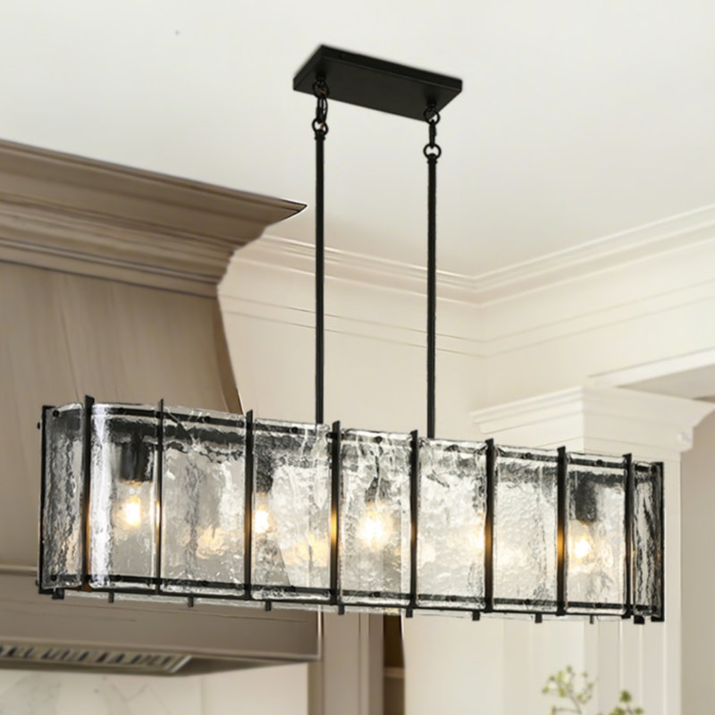 5-Light Oversized Dimmable Oval Pendant  with Clear Glass Panels