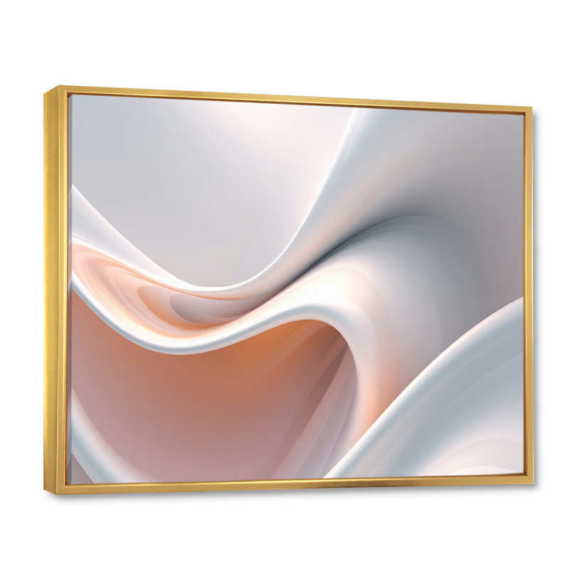 «Orange Blue Fractal Ripples VII», reproduction sur toile, H 24 po x l 32 po, Cadre flottant doré