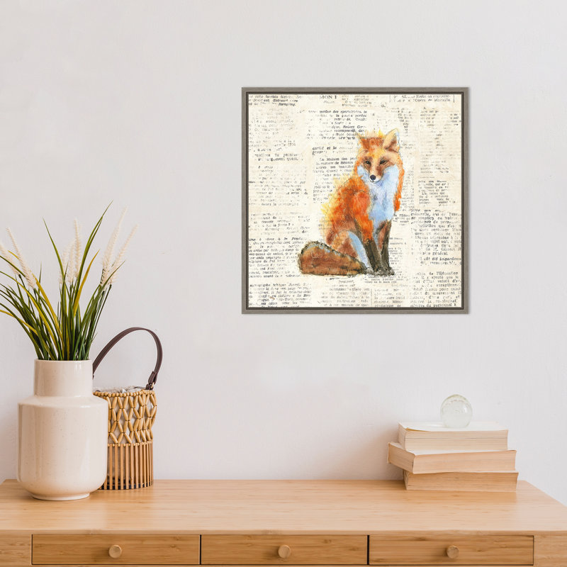 «Into the Woods IV No Border (Fox)» par Emily Adams - reproduction de cadre flottant sur toile, H 16 po x l 16 po x P 1,87 po