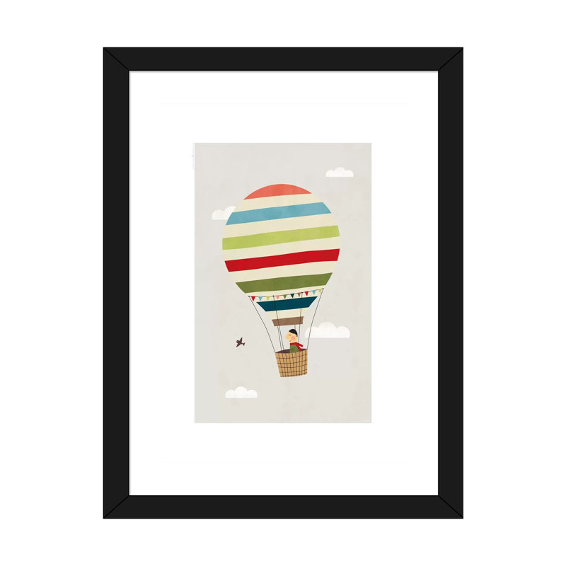 Ballon - imprimé, Papier encadré noir, Blanc, H 32 po x l 24 po x P 1 po