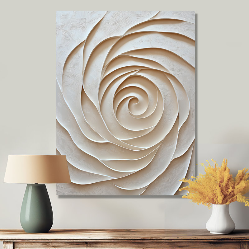 Abstract Spiral Of Beige Rose Flower I - Rose Wall Art, Wrapped Canvas, 44" H x 34" W, Does Not Apply