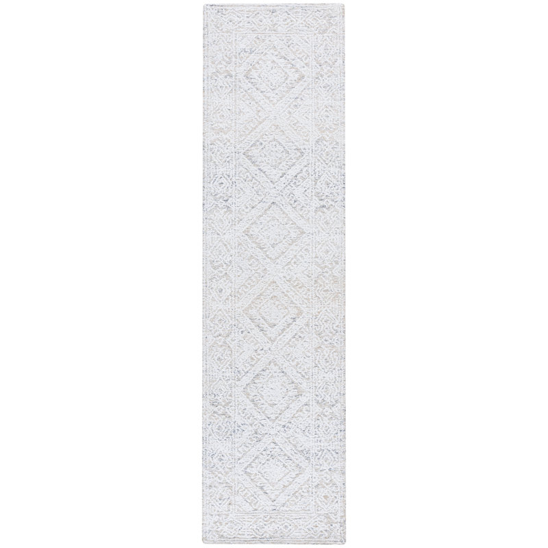 Tapis taupe / ivoire Allyana 229, Tapis de couloir 2 pi 3 po x 9 pi