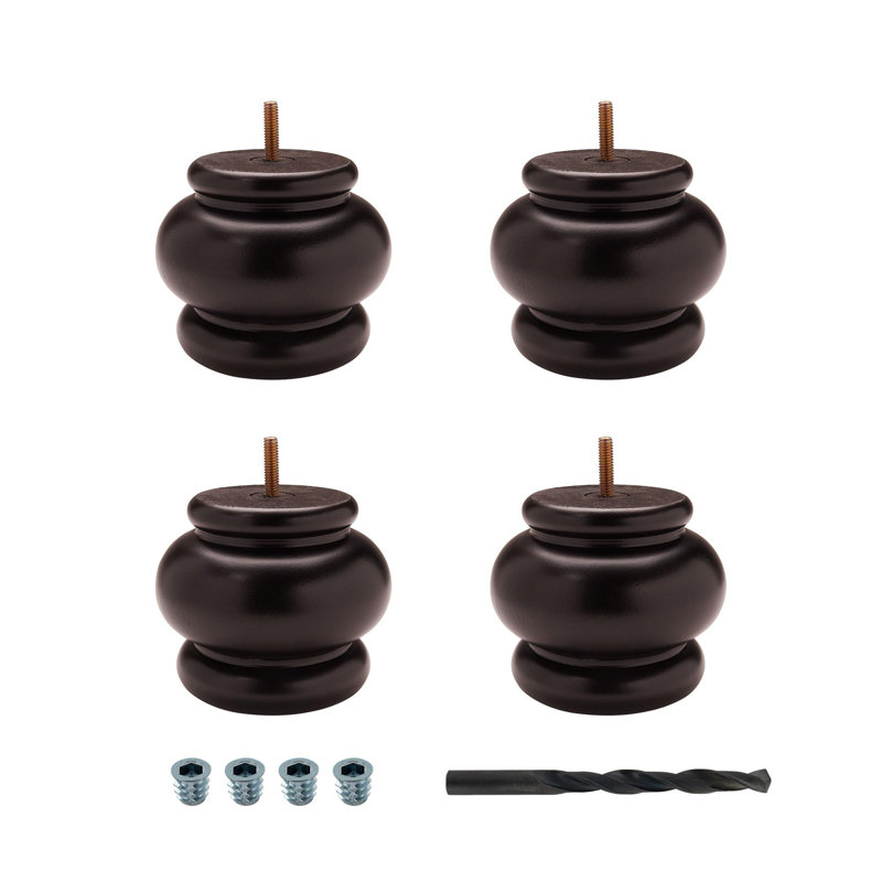 Pied de chignon rond en bois massif teinté 4 po x 4-7 / 8 po, Espresso