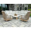 Ensemble modulaire d'extérieur, chaise pivotante et table basse en composite 6 pièces Posey